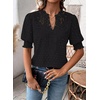 image:imageFalechay Womens Tops Swiss Dot Boho Short Sleeve Shirts V Neck Casual Chiffon Blouses Flowy Lace Cute Clothing Trendy 2026Black
