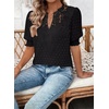 image:imageFalechay Womens Tops Swiss Dot Boho Short Sleeve Shirts V Neck Casual Chiffon Blouses Flowy Lace Cute Clothing Trendy 2026Black
