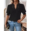 image:imageFalechay Womens Tops Swiss Dot Boho Short Sleeve Shirts V Neck Casual Chiffon Blouses Flowy Lace Cute Clothing Trendy 2026Black1
