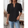 image:imageFalechay Womens Tops Swiss Dot Boho Short Sleeve Shirts V Neck Casual Chiffon Blouses Flowy Lace Cute Clothing Trendy 2026Black1