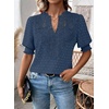 image:imageFalechay Womens Tops Swiss Dot Boho Short Sleeve Shirts V Neck Casual Chiffon Blouses Flowy Lace Cute Clothing Trendy 2026Blue