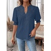image:imageFalechay Womens Tops Swiss Dot Boho Short Sleeve Shirts V Neck Casual Chiffon Blouses Flowy Lace Cute Clothing Trendy 2026Blue