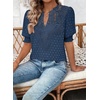 image:imageFalechay Womens Tops Swiss Dot Boho Short Sleeve Shirts V Neck Casual Chiffon Blouses Flowy Lace Cute Clothing Trendy 2026Blue