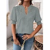 image:imageFalechay Womens Tops Swiss Dot Boho Short Sleeve Shirts V Neck Casual Chiffon Blouses Flowy Lace Cute Clothing Trendy 2026Green