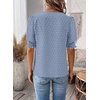 image:imageFalechay Womens Tops Swiss Dot Boho Short Sleeve Shirts V Neck Casual Chiffon Blouses Flowy Lace Cute Clothing Trendy 2026Light Blue