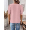 image:imageFalechay Womens Tops Swiss Dot Boho Short Sleeve Shirts V Neck Casual Chiffon Blouses Flowy Lace Cute Clothing Trendy 2026Light Pink