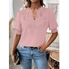 image:imageFalechay Womens Tops Swiss Dot Boho Short Sleeve Shirts V Neck Casual Chiffon Blouses Flowy Lace Cute Clothing Trendy 2026Light Pink