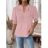 image:imageFalechay Womens Tops Swiss Dot Boho Short Sleeve Shirts V Neck Casual Chiffon Blouses Flowy Lace Cute Clothing Trendy 2026Light Pink