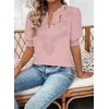 image:imageFalechay Womens Tops Swiss Dot Boho Short Sleeve Shirts V Neck Casual Chiffon Blouses Flowy Lace Cute Clothing Trendy 2026Light Pink