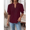 image:imageFalechay Womens Tops Swiss Dot Boho Short Sleeve Shirts V Neck Casual Chiffon Blouses Flowy Lace Cute Clothing Trendy 2026Mulberry