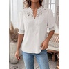 image:imageFalechay Womens Tops Swiss Dot Boho Short Sleeve Shirts V Neck Casual Chiffon Blouses Flowy Lace Cute Clothing Trendy 2026White1