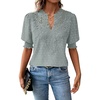 image:imageFalechay Womens Tops Swiss Dot Boho Short Sleeve Shirts V Neck Casual Chiffon Blouses Flowy Lace Cute Clothing Trendy 2026Green
