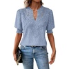 image:imageFalechay Womens Tops Swiss Dot Boho Short Sleeve Shirts V Neck Casual Chiffon Blouses Flowy Lace Cute Clothing Trendy 2026Light Blue