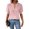 image:imageFalechay Womens Tops Swiss Dot Boho Short Sleeve Shirts V Neck Casual Chiffon Blouses Flowy Lace Cute Clothing Trendy 2026Light Pink
