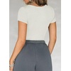 image:imageFalechay Womens Going Out ShortLong Sleeve Crop Tops Sexy V Neck Shirts Ribbed Blouses for Women Y2K Tee Fitted Slim TShirtAwhite