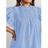 image:imageFalechay Womens Summer Tops Plus Size Ruffle Sleeve Blouses Dressy Casual Mock Neck Pleated Tunic Loose Fit ShirtsLight Blue