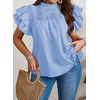 image:imageFalechay Womens Summer Tops Plus Size Ruffle Sleeve Blouses Dressy Casual Mock Neck Pleated Tunic Loose Fit ShirtsLight Blue