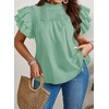 image:imageFalechay Womens Summer Tops Plus Size Ruffle Sleeve Blouses Dressy Casual Mock Neck Pleated Tunic Loose Fit ShirtsLight Green
