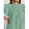 image:imageFalechay Womens Summer Tops Plus Size Ruffle Sleeve Blouses Dressy Casual Mock Neck Pleated Tunic Loose Fit ShirtsLight Green