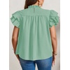 image:imageFalechay Womens Summer Tops Plus Size Ruffle Sleeve Blouses Dressy Casual Mock Neck Pleated Tunic Loose Fit ShirtsLight Green