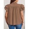 image:imageFalechay Womens Summer Tops Plus Size Ruffle Sleeve Blouses Dressy Casual Mock Neck Pleated Tunic Loose Fit ShirtsMocha