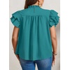 image:imageFalechay Womens Summer Tops Plus Size Ruffle Sleeve Blouses Dressy Casual Mock Neck Pleated Tunic Loose Fit ShirtsPeacock Green