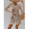 image:imageFalechay Womens Swimsuit Cover Up Long Sleeve Crochet Bathing Suit Mesh Backless Cover Ups Summer Beach Vacation Outfits 2026Floral Apricot