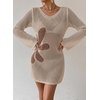 image:imageFalechay Womens Swimsuit Cover Up Long Sleeve Crochet Bathing Suit Mesh Backless Cover Ups Summer Beach Vacation Outfits 2026Floral Apricot
