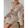 image:imageFalechay Womens Swimsuit Cover Up Long Sleeve Crochet Bathing Suit Mesh Backless Cover Ups Summer Beach Vacation Outfits 2026Floral Apricot