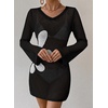 image:imageFalechay Womens Swimsuit Cover Up Long Sleeve Crochet Bathing Suit Mesh Backless Cover Ups Summer Beach Vacation Outfits 2026Floral Black