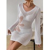 image:imageFalechay Womens Swimsuit Cover Up Long Sleeve Crochet Bathing Suit Mesh Backless Cover Ups Summer Beach Vacation Outfits 2026Floral White