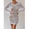image:imageFalechay Womens Swimsuit Cover Up Long Sleeve Crochet Bathing Suit Mesh Backless Cover Ups Summer Beach Vacation Outfits 2026Floral White