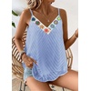 image:imageFalechay Womens Tank Tops Flowy Sleeveless Summer Boho Tank Top for Women V Neck Spaghetti Casual Strap Lace Camisole ShirtsBlue