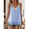 image:imageFalechay Womens Tank Tops Flowy Sleeveless Summer Boho Tank Top for Women V Neck Spaghetti Casual Strap Lace Camisole ShirtsBlue1