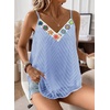 image:imageFalechay Womens Tank Tops Flowy Sleeveless Summer Boho Tank Top for Women V Neck Spaghetti Casual Strap Lace Camisole ShirtsBlue1