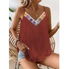 image:imageFalechay Womens Tank Tops Flowy Sleeveless Summer Boho Tank Top for Women V Neck Spaghetti Casual Strap Lace Camisole ShirtsBrick Red