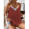 image:imageFalechay Womens Tank Tops Flowy Sleeveless Summer Boho Tank Top for Women V Neck Spaghetti Casual Strap Lace Camisole ShirtsBrick Red1