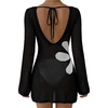 image:imageFalechay Womens Swimsuit Cover Up Long Sleeve Crochet Bathing Suit Mesh Backless Cover Ups Summer Beach Vacation Outfits 2026Floral Black